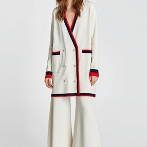 Zara Knit Women's Double with Beaded Buttons Cardigan In Size L